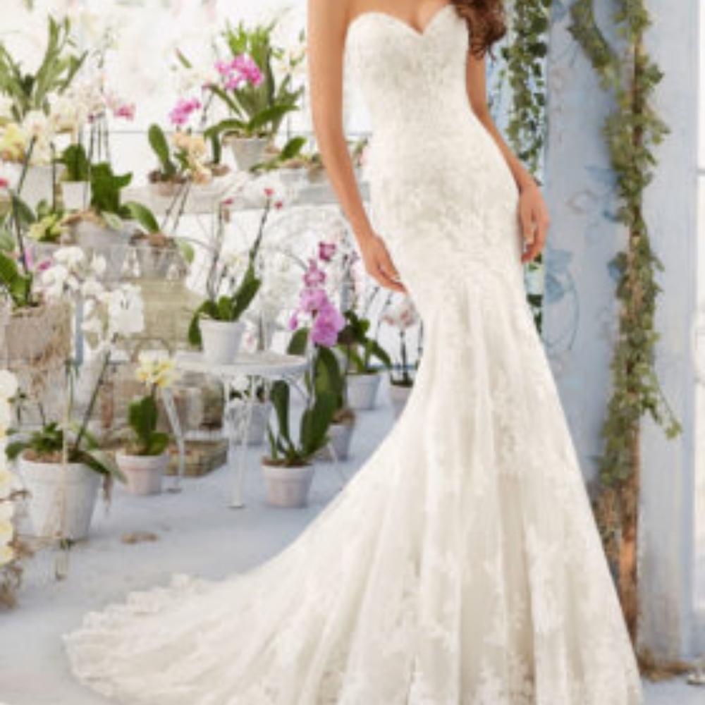 Wedding Dress, Size 8, Sweetheart/Strapless, Lace
